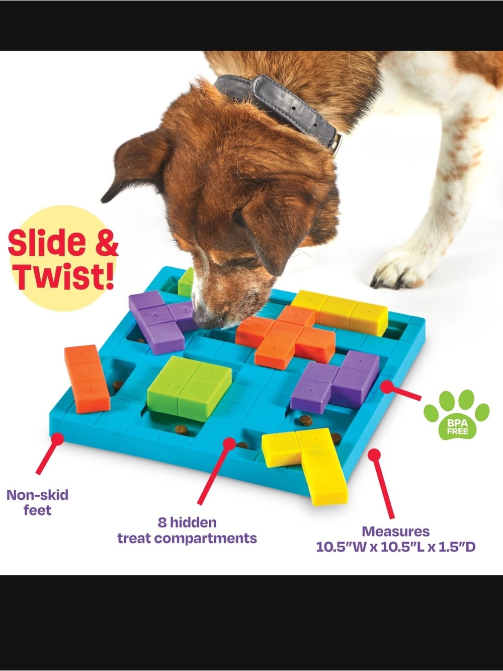 Interactive Dog Puzzle Toy - Bright Multi-Color Treat Game